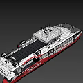 Modern Catamaran Ferry Realis 1 With Red White Black Exterior And Passenger Windows