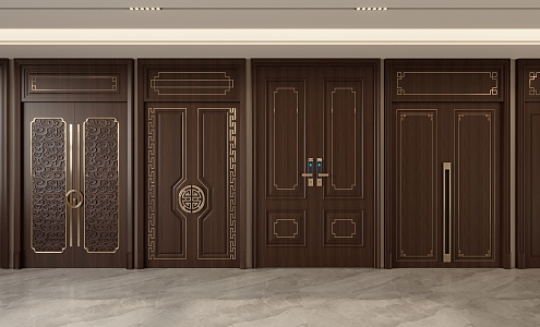 New Chinese Double Door 3d model