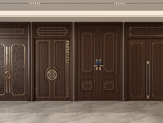 New Chinese Double Door 3d model