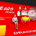 Red Themed Commercial Equipment for 50th Anniversary China Dragon Display with Yellow Elements