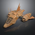 Futuristic Brown Interstellar Spaceship 3D Model With Detailed Wings And Engines