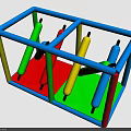 Colorful Playground Equipment Featuring Blue Frame And Multi Colored Climbing Poles 3d model