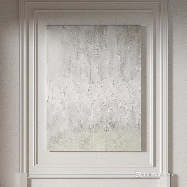 Modern Abstract Painting For Interior Decor With Neutral Tones Textured Brushstrokes 3d model 