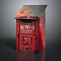 Vintage Red Rusty Metal Mailbox Featuring POST Sign And Weathered Finish
