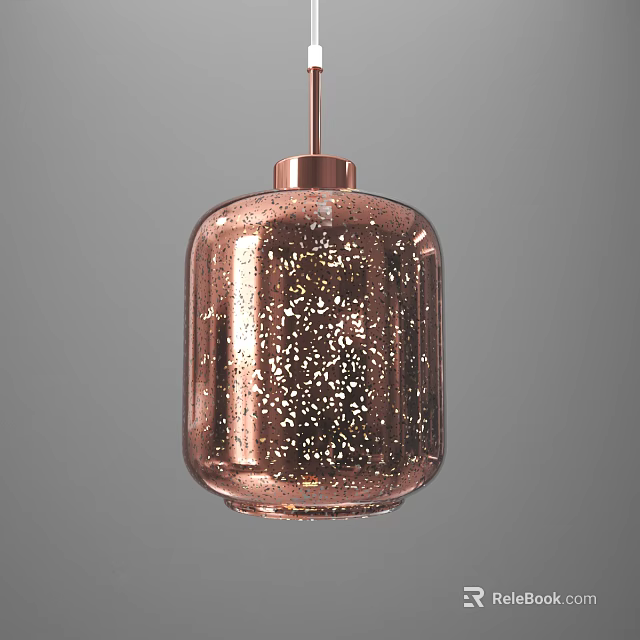 Modern Copper Cylindrical Glass Pendant Light With Gold Glitter Details 3d model 