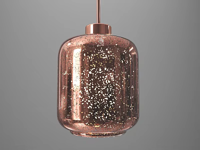 Modern Copper Cylindrical Glass Pendant Light With Gold Glitter Details 3d model