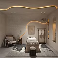Serene SPA Sauna Interior Design With Massage Bed Comfortable Chair And Soft Lighting