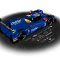 Blue Racing Car With Sponsor Logos And Race Number 47