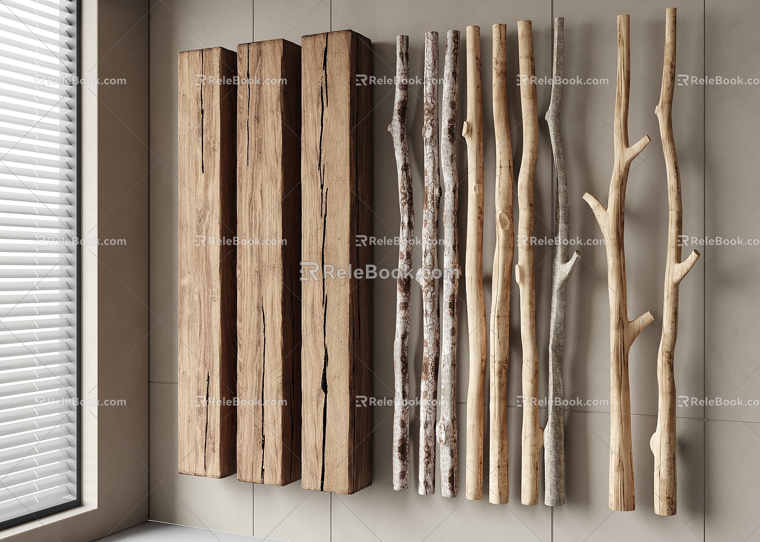 Modern Wood Plank Wood Timber Combination 3d model