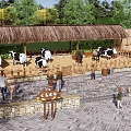 Modern Farm Village Ecological Ranch Park Dairy Farm Thatch Breeding Corridor Shelf Cattle Shed Farm Paradise 3d model