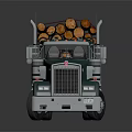 Green Heavy Duty Logging Truck Carrying Stacked Timber Logs For Transportation