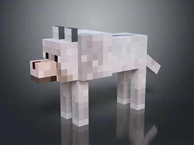 Pixel Art Sheep 3D Model With Blocky Design And Smooth Surface Reflection 3d model