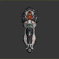 Futuristic Sci Fi Vehicle Design With Metallic Body Red Accents And Blue Glowing Parts