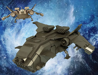 modern spaceship troop carrier airship fighter aircraft 3d model
