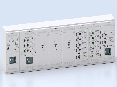 White Industrial Control Cabinet With Multiple Compartments Switches Indicators And Digital 3d model