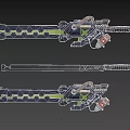 Futuristic Sci Fi Weapon With Black Green Design And Glowing Geometric Patterns