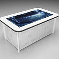 Modern Office Desk With Two Apple iMac Monitors White Desktop And Black Frame