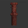 Red Threaded Bolt and Two Washers with Textured Surface Design