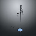 Modern Floor Lighting Combination With Metal Stand Multiple Cage Bulbs And Round Base