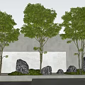 Modern tree landscape tree courtyard sketch stone 3d model