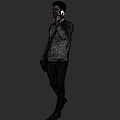 Man In Gray Sweater With White Shirt Collar Talking On Phone In Dark Gray Background