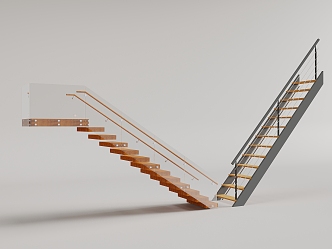 Modern Handrail Stairs 3d model