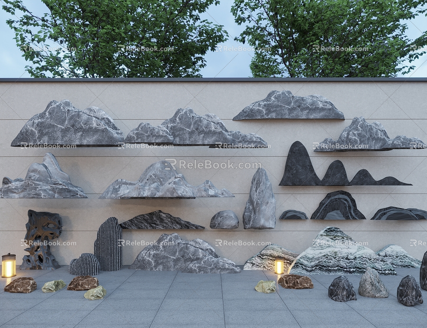 Landscape Stone Snowwave Stone Taihu Lake Stone Landscape Stone Combination model