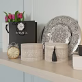 Elegant Decorative Ornament Set With Chanel Bag Framed Portrait Decorative Plate And Candles