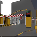 Security Access Control System With Guard Booth Barriers Entry Gates And Control Devices 3d model