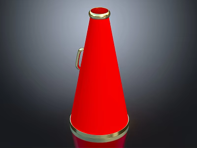 Red Conical Commercial Equipment With Gold Rim And Handle Design 3d model