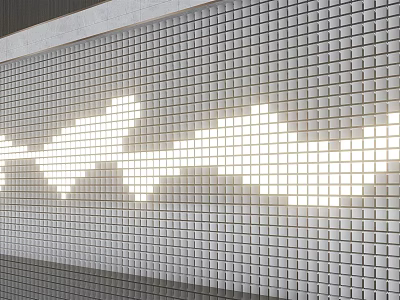 Modern Feature Wall Design With Mosaic Tiles And Illuminated Geometric Pattern 3d model