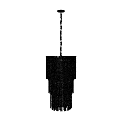 Elegant Red And Clear Glass Tassel Chandeliers With Layered Hanging Design