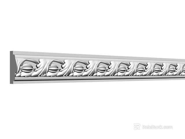 Ornamental Gypsum Crown Molding Featuring Intricate Carved Patterns For Interior Ceiling Design 3d model 
