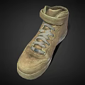 Worn Look Beige High Top Sneakers With Gray Laces And Nike Logo