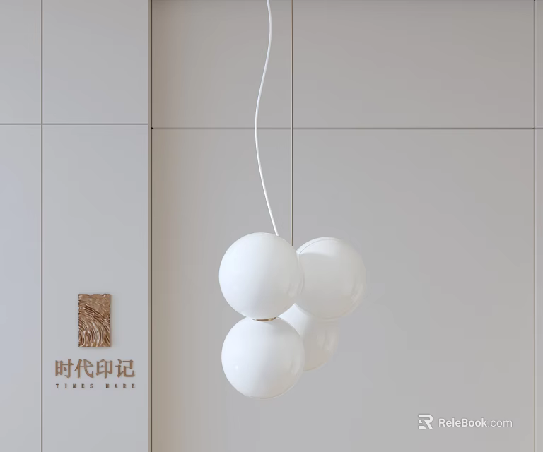 Modern Luxury Pendant Light Featuring Three White Spherical Balls For Interior Design 3d model
