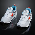 New Balance White Sneakers With Orange Blue Accents Mesh Upper And Sporty Design