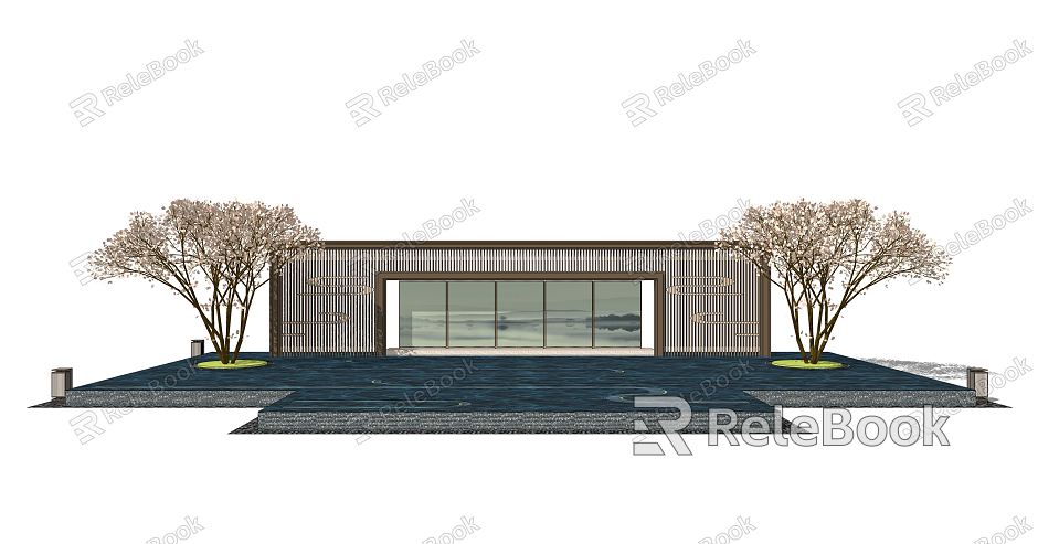 New Chinese Style Landscape Wall Waterscape model