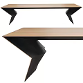 Stylish Modern Wooden Long Tables With Unique Geometric Black Metal Legs Design