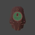 Cozy Wooden Cabin Interior With Fox Sleeping On Bed Green Door And Round Window