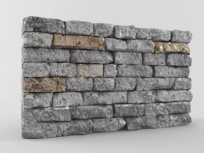 Natural Stacked Stone Wall With Gray And Brown Tones And Textured Surface 3d model