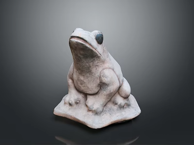 White Reptile Sculpture With Blue Eyes And Upward Head On Black Background Base 3d model