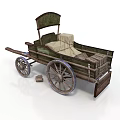 Vintage Wooden Cart With Green Canopy White Package And Spoked Wheels