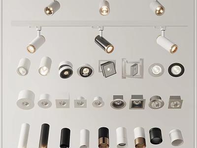 Modern Downlights And Spotlights With Various Designs Colors And Styles 3d model