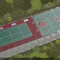 Spacious Outdoor Multi Purpose Sports Court With Basketball Badminton And Table Tennis Facilities