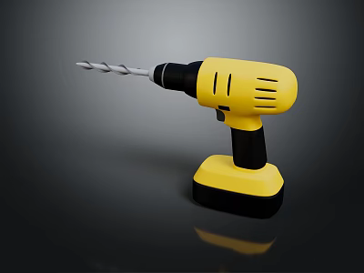 Yellow Electric Drill Power Tool For Professional Hardware Applications And Home Use 3d model