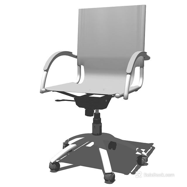 Ergonomic Office Chair with Adjustable Height Wheeled Swivel Base and Armrests 3d model 