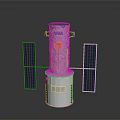 Satellite Spacecraft With Solar Panels And Cylindrical Metallic Structure
