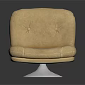 Elegant Gold Leather Single Seater Sofa with Button Tufted Backrest and Clear Round Base 3d model