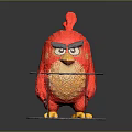 Red Angry Bird Figurine With Angry Expression And Orange Belly On Metal Stand Gray Base