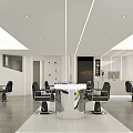 Modern Beauty Salon Interior with Stylish Black Salon Chairs Mirrors and Bright Lighting